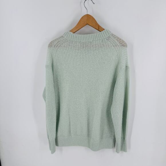 Everlane Alpaca Wool Blend Crewneck Sweater Mint Green Rib Knit Size M - Picture 2 of 5